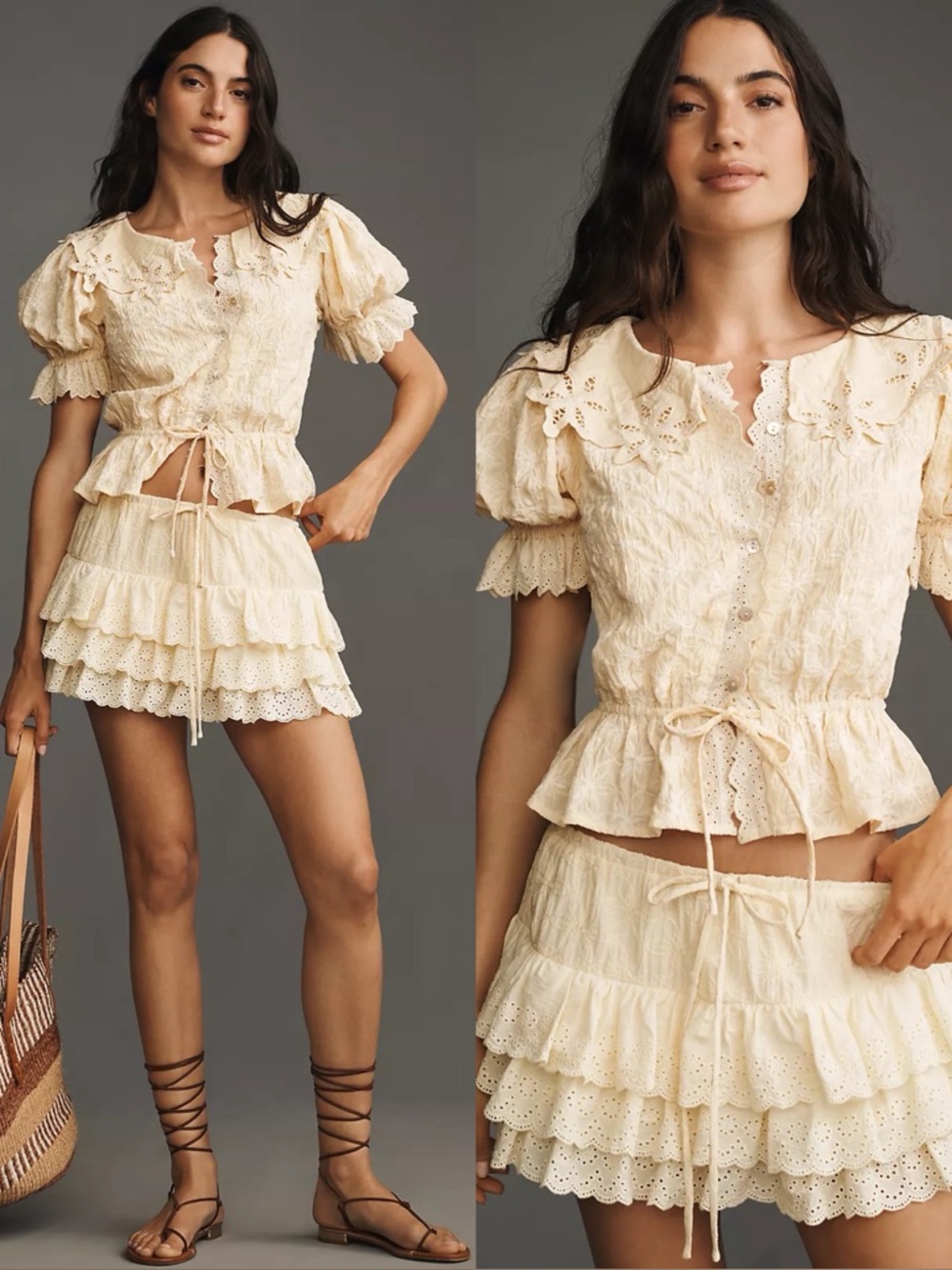 Brand New- Jacquie The Label Janice Ruffle Blouse & Mini Skirt in Yellow 💛✨